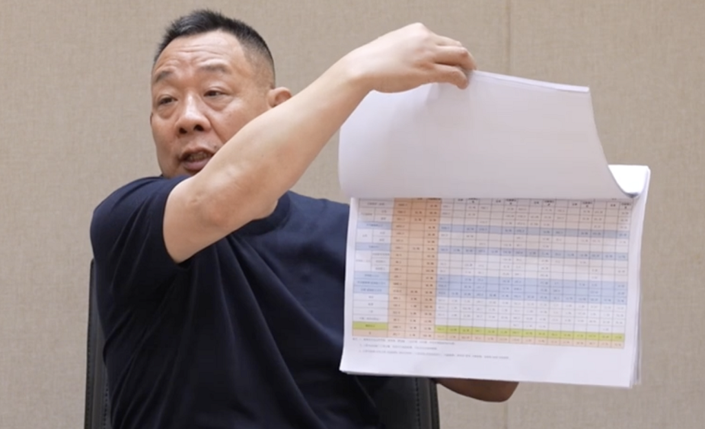 于东来在分享会上展示胖东来财务表格